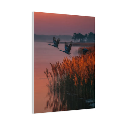 Autumn Marsh Sunrise Geese Wall Art & Canvas Print