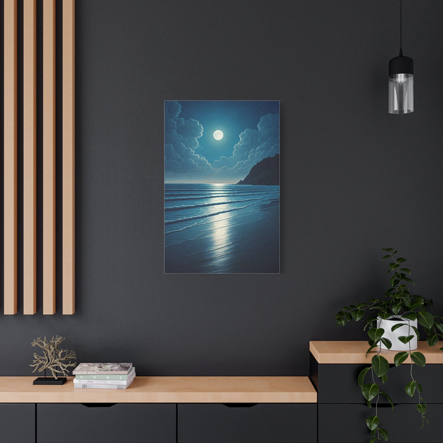 Moonlit Ocean Horizon Night Wall Art & Canvas Prints