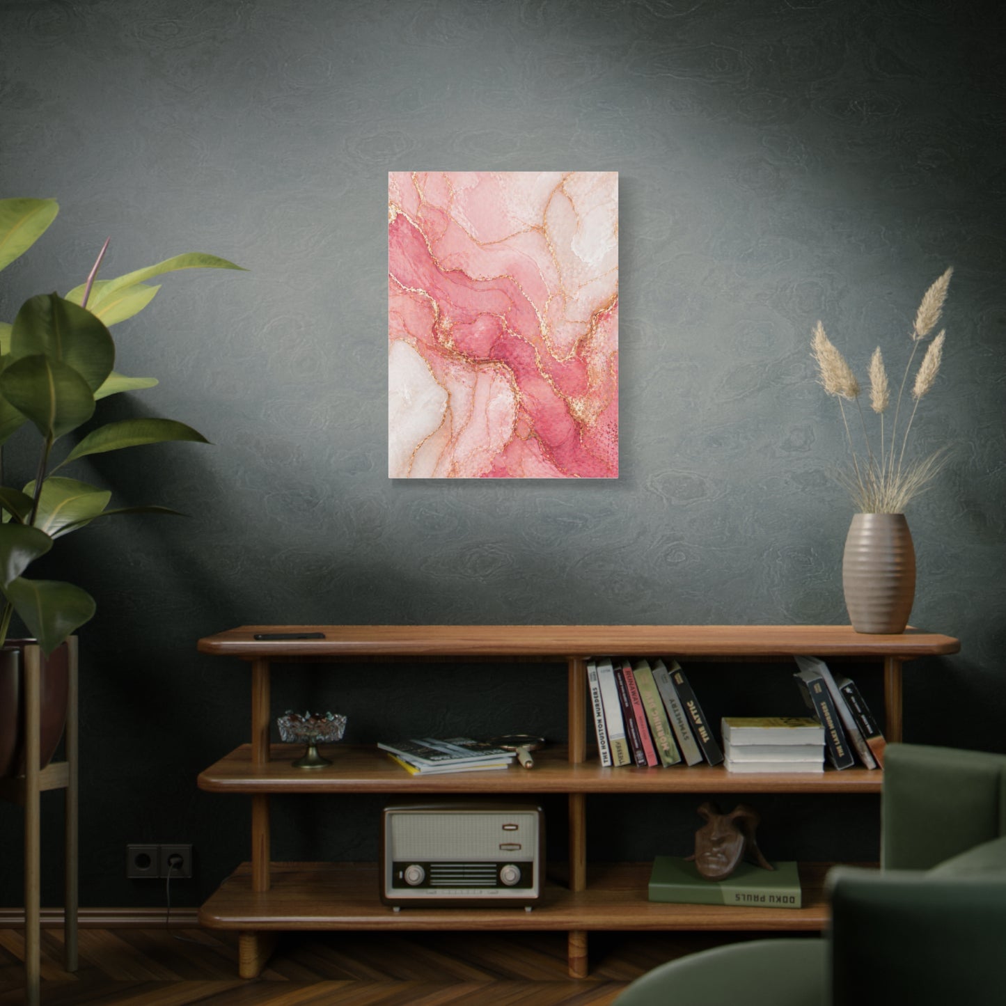 Pink and Gold Marble Flow Wall Art & Canvas Print