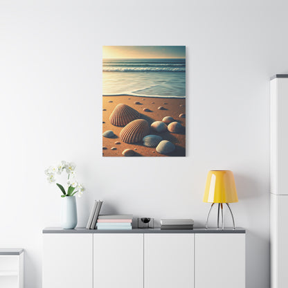 Seashell Collection on Warm Coastal Sand Wall Art & Canvas Prints
