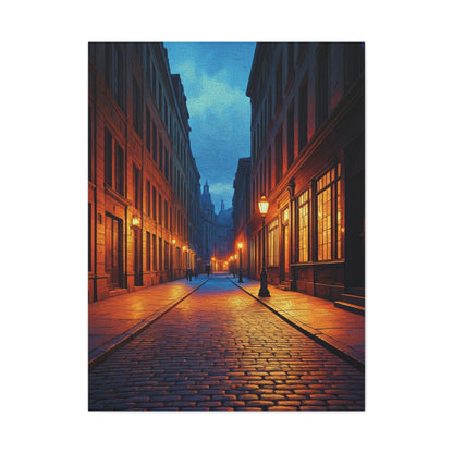 Twilight Cobblestone Street Wall Art & Canvas Prints
