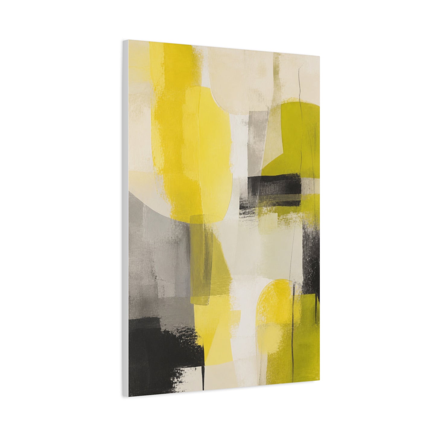 Citron and Charcoal Designer Abstract Wall Art & Canvas Print