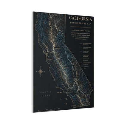 California Hydrological Watershed Map Wall Art & Canvas Print