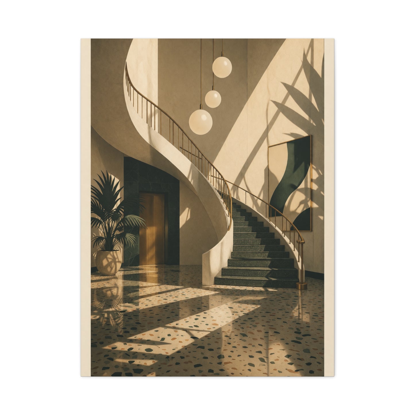 Sculptural Staircase Modernist Interior Wall Art & Canvas Print