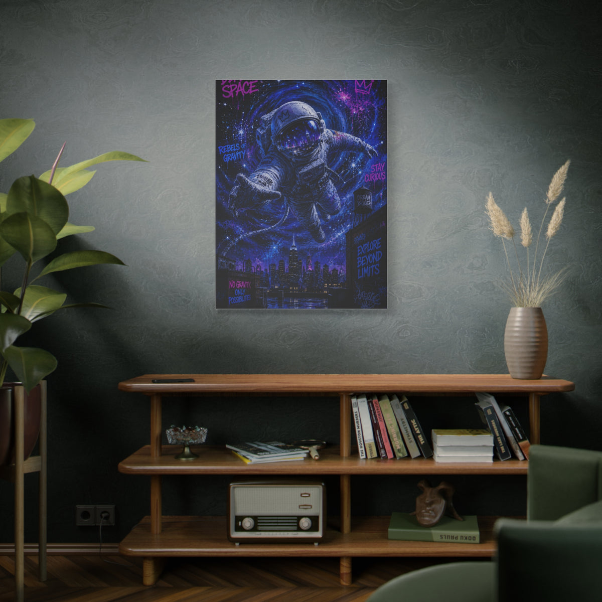 Cosmic Graffiti Astronaut Street Wall Art & Canvas Print