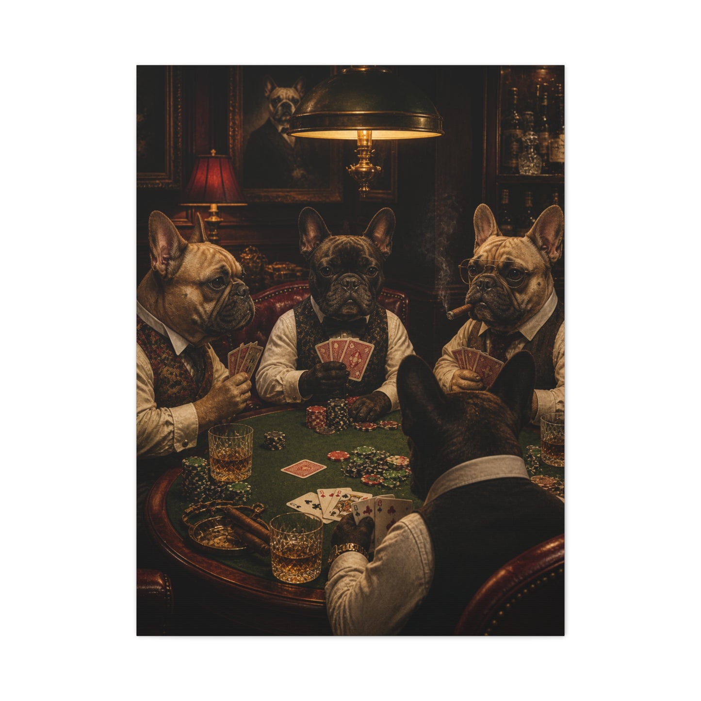 French Bulldog Poker Club Wall Art & Canvas Print