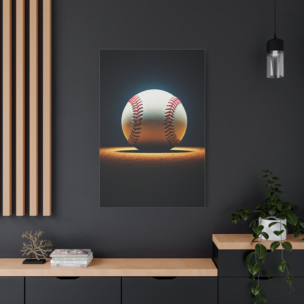Baseball Ball on Field Spotlight Wall Art & Canvas Prints