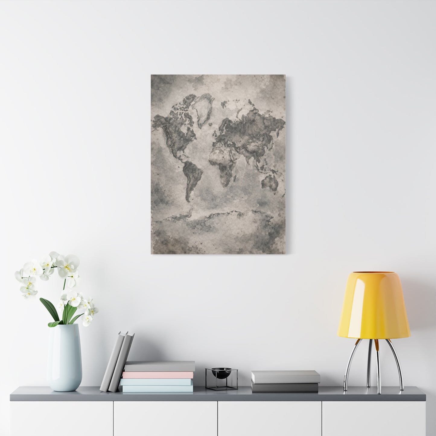 Vintage World Map Wash Wall Art & Canvas Print