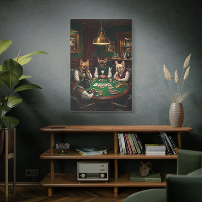 French Bulldog Private Bar Poker Scene Wall Art & Canvas Print