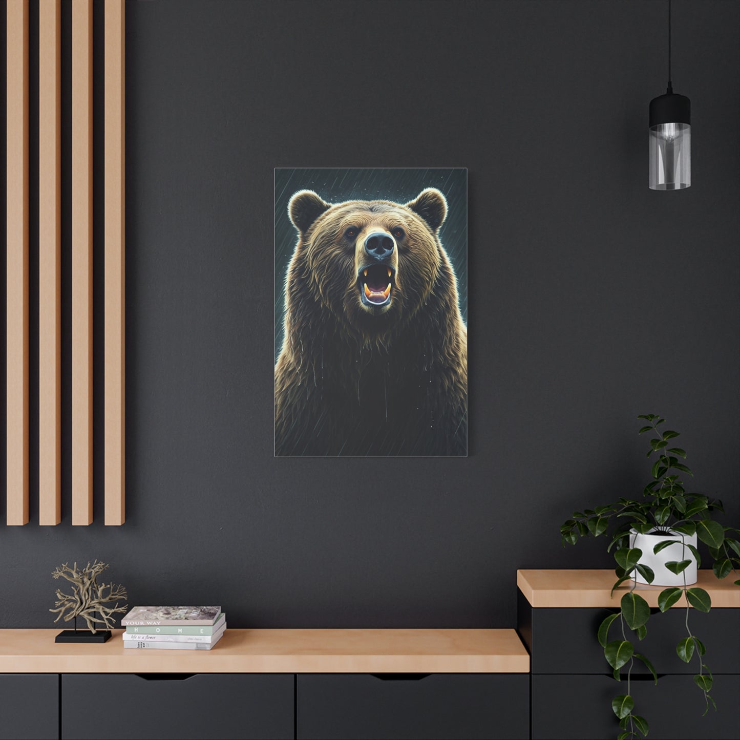 Roaring Brown Bear Portrait Wall Art & Canvas Prints