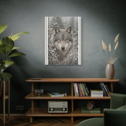 Snow Forest Gray Wolf Framed Portrait Wall Art & Canvas Print