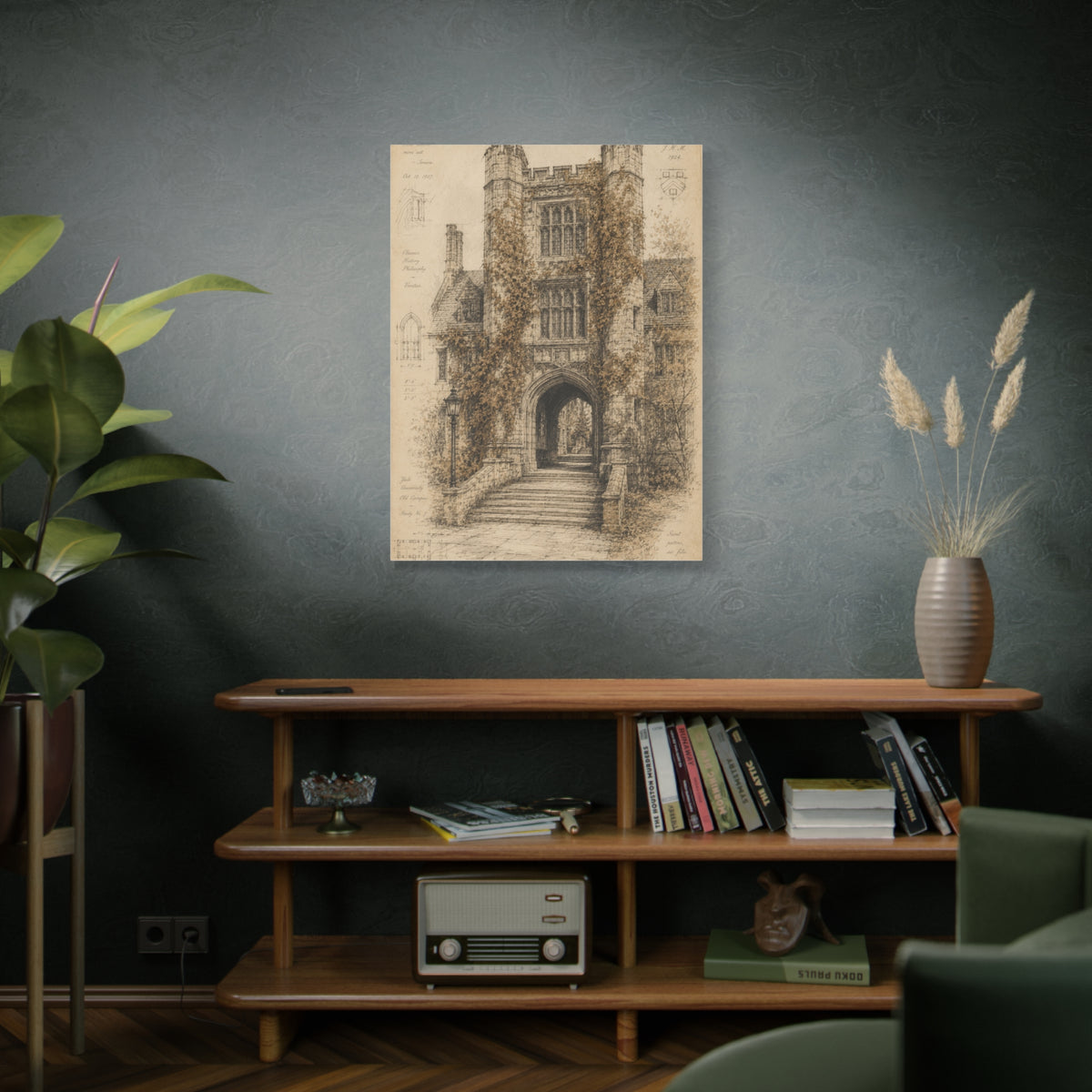Ivy-Covered Gothic Arch Architectural Study Wall Art & Canvas Print
