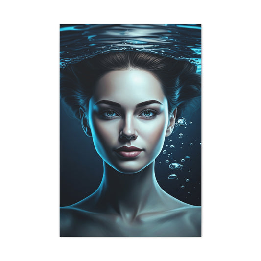Underwater Woman Portrait with Floating Hair Wall Art & Canvas Prints