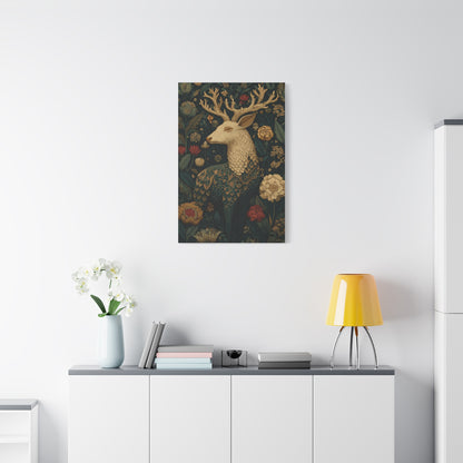 Ornamental Folk Deer Woodland Wall Art & Canvas Print