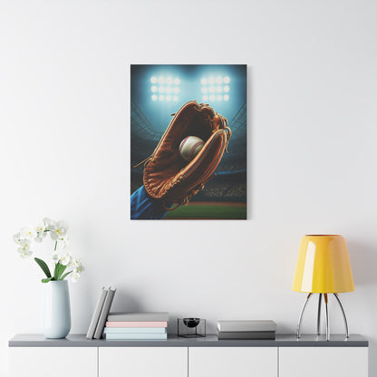 Baseball Glove Catch Under Stadium Lights Wall Art & Canvas Prints