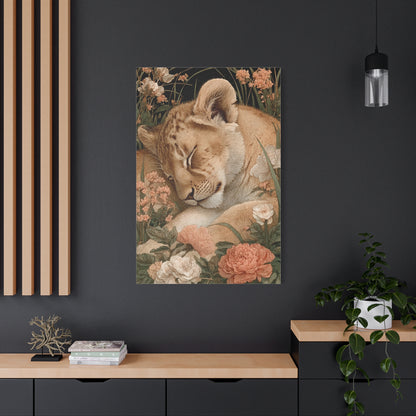 Lion Cub Floral Dream Portrait Wall Art & Canvas Print