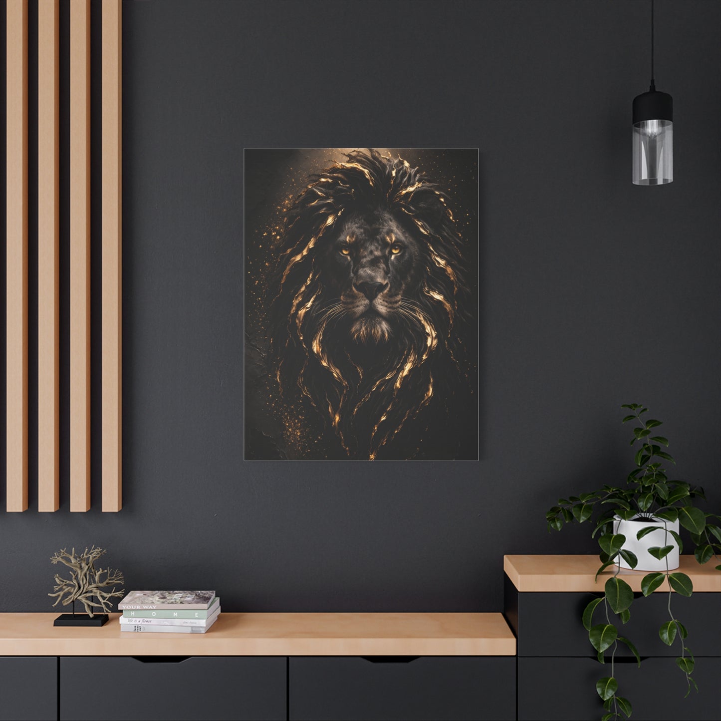 Black & Gold Lion Royal Portrait Wall Art & Canvas Print