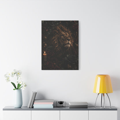 Dark Floral Lion Dramatic Portrait Wall Art & Canvas Print