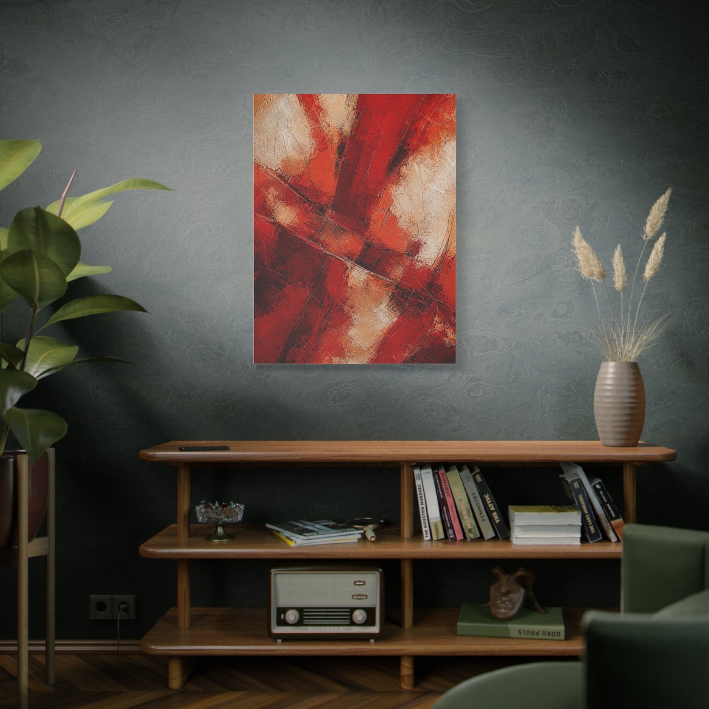 Textured Red Cross Pattern Abstraction Wall Art & Canvas Print