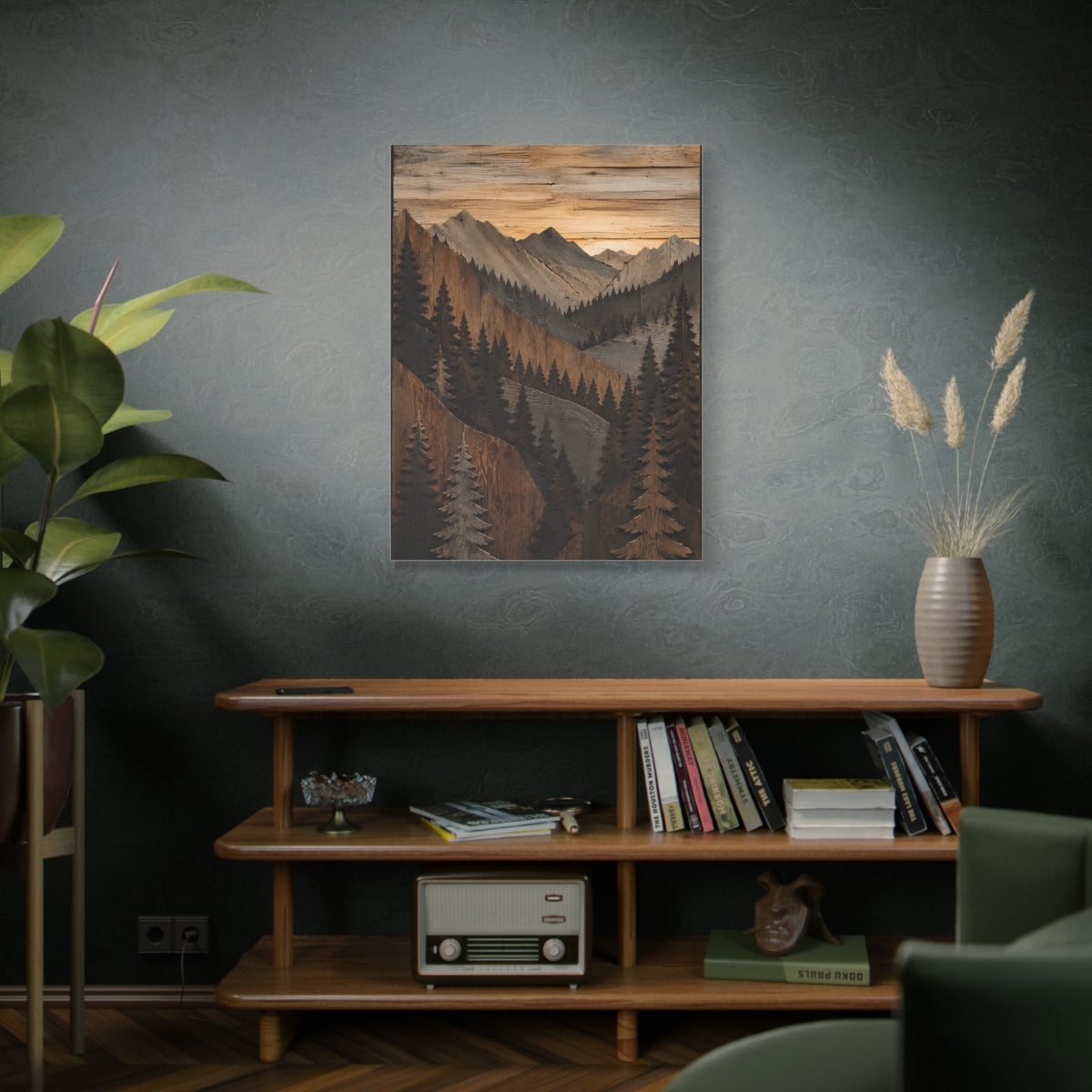 Layered Wood Mountain Forest Relief Trees Wall Art & Canvas Print