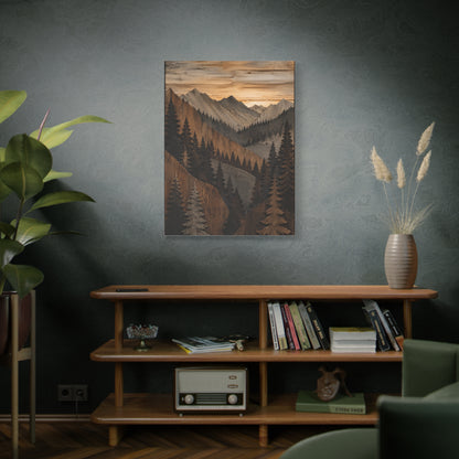 Layered Wood Mountain Forest Relief Trees Wall Art & Canvas Print