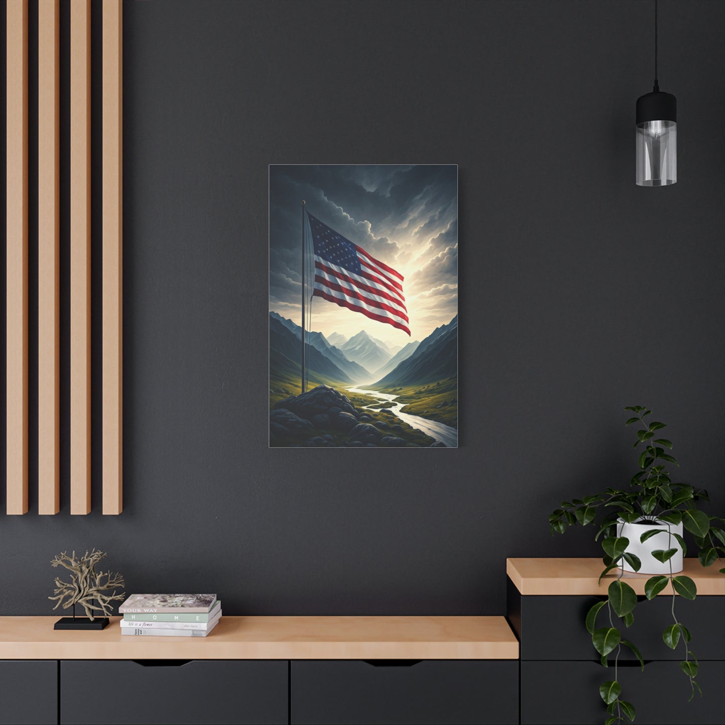 Mountain Freedom Flag Landscape Wall Art & Canvas Prints