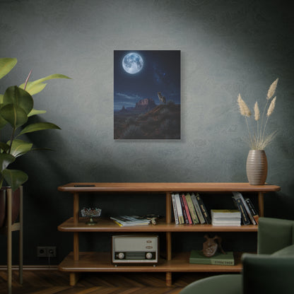 Moonlit Coyote Desert Wall Art & Canvas Print