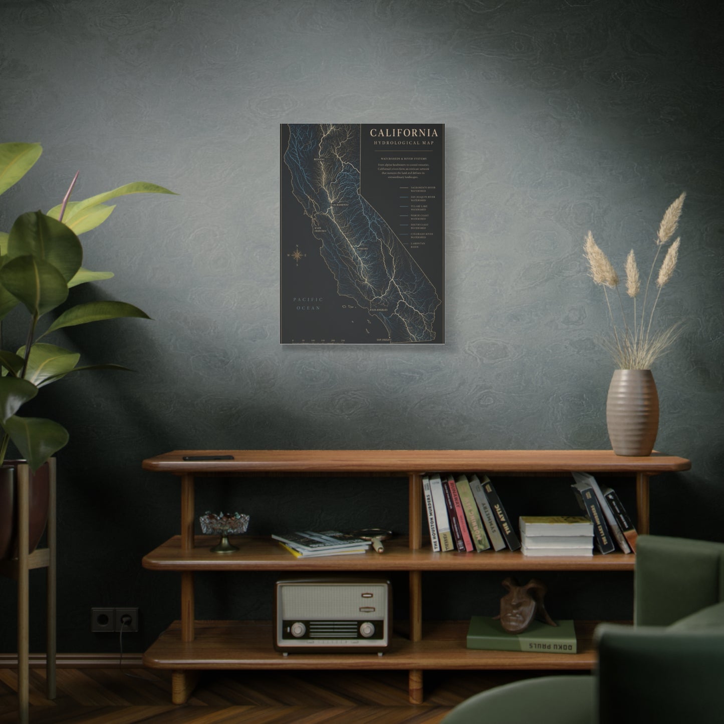 California Hydrological Map Wall Art & Canvas Print