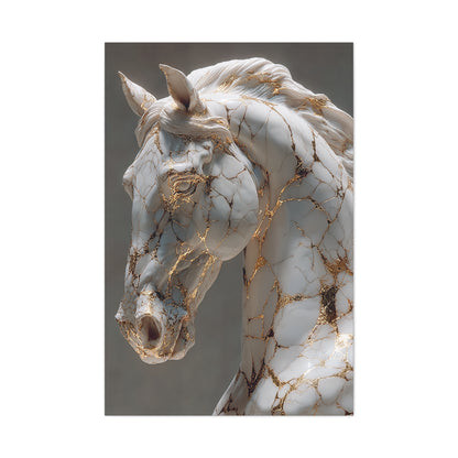 Marble Kintsugi Horse Sculpture Wall Art & Canvas Print