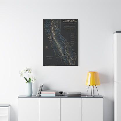 California Hydrological Watershed Map Wall Art & Canvas Print