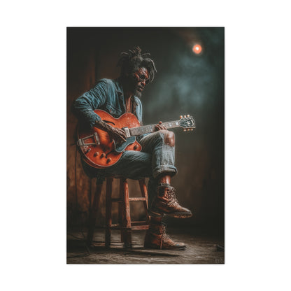 Acoustic Blues Session Portrait Wall Art & Canvas Print
