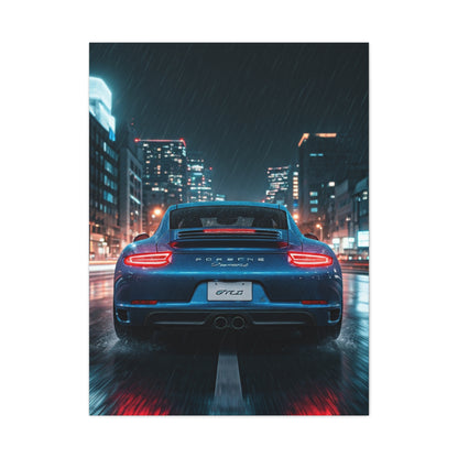Porsche 911 Carrera 4 GTS Neon City Reflections Wall Art & Canvas Prints
