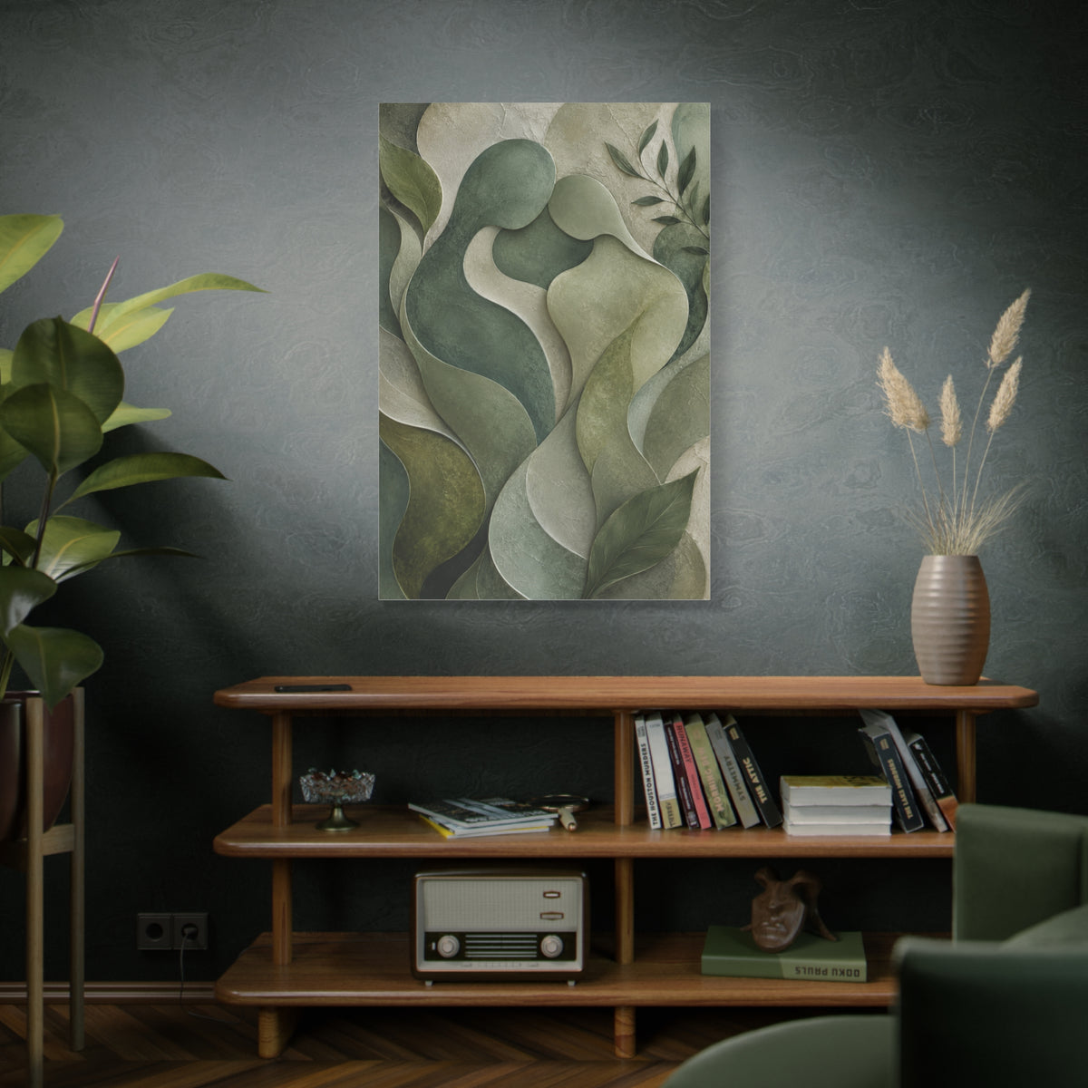 Biophilic Jade Embrace Abstract Wall Art & Canvas Print