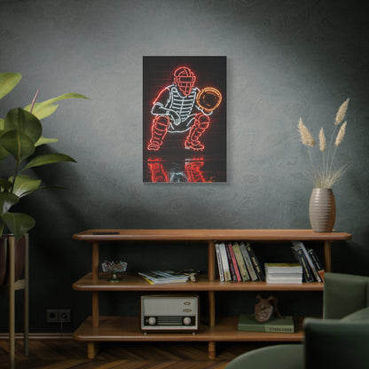 Neon Catcher Sign Sports Wall Art & Canvas Print