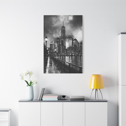 Stormy Manhattan Waterfront Noir Wall Art & Canvas Print