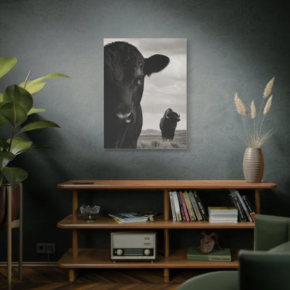 Black Angus & Bison Dual Portrait Landscape Wall Art & Canvas Print