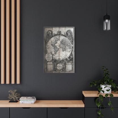 Antique World Map Engraving Wall Art & Canvas Print