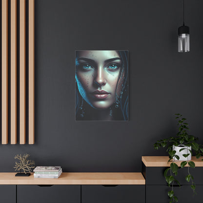 Intimate Blue Portrait with Beaded Accents Wall Art & Canvas Prints