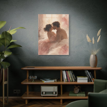 Soft Watercolor Intimate Kiss Scene Wall Art & Canvas Print
