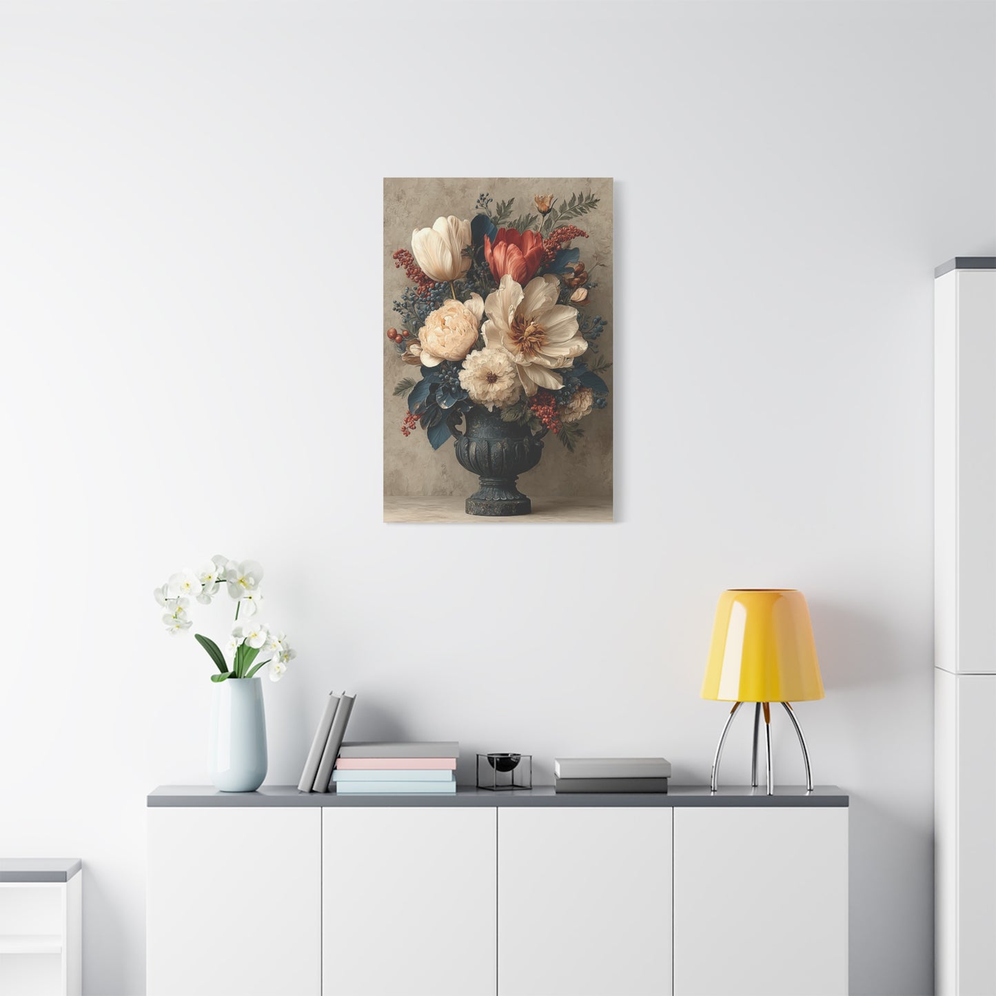 Scandinavian Folk Floral Urn Wall Art & Canvas Print