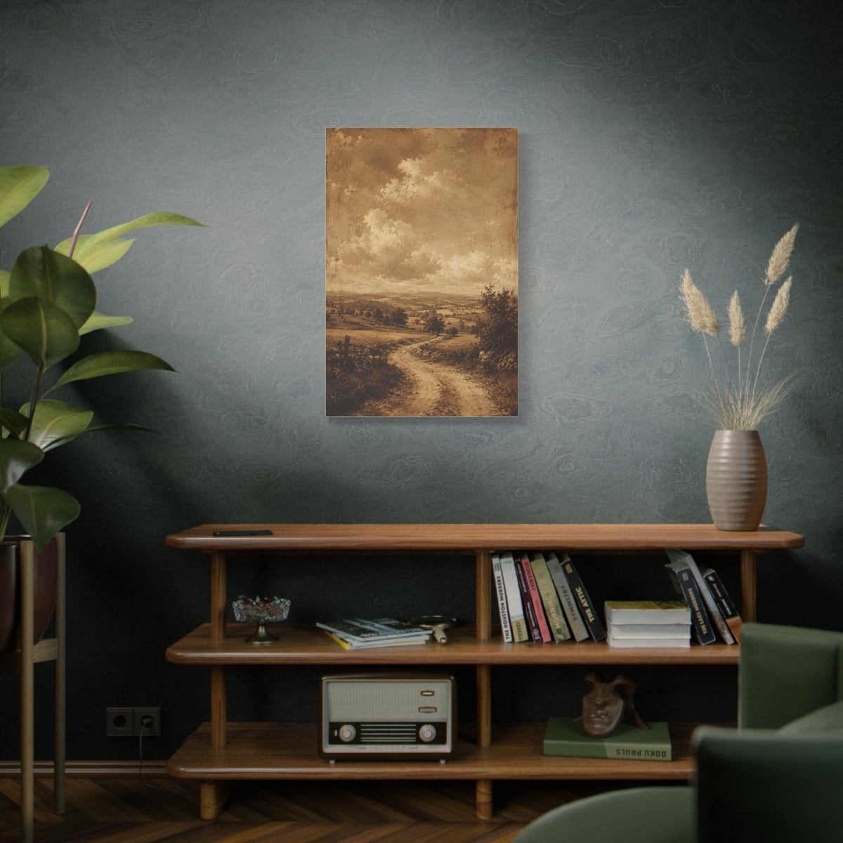 Sepia Countryside Path Panorama Wall Art & Canvas Print