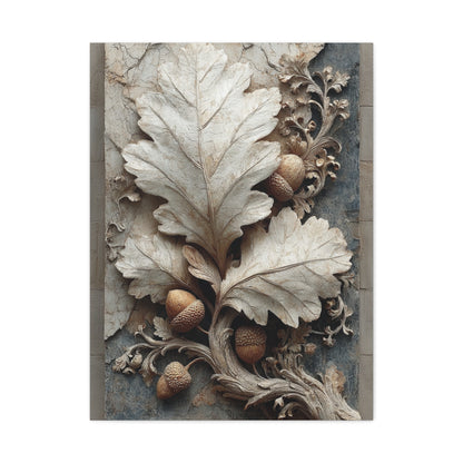 Autumn Oak Leaf Bas-Relief Wall Art & Canvas Print