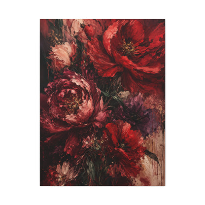 Red Floral Expressionist Painting Wall Art & Canvas Print