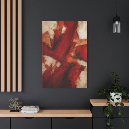 Abstract Crimson Cross Composition Wall Art & Canvas Print