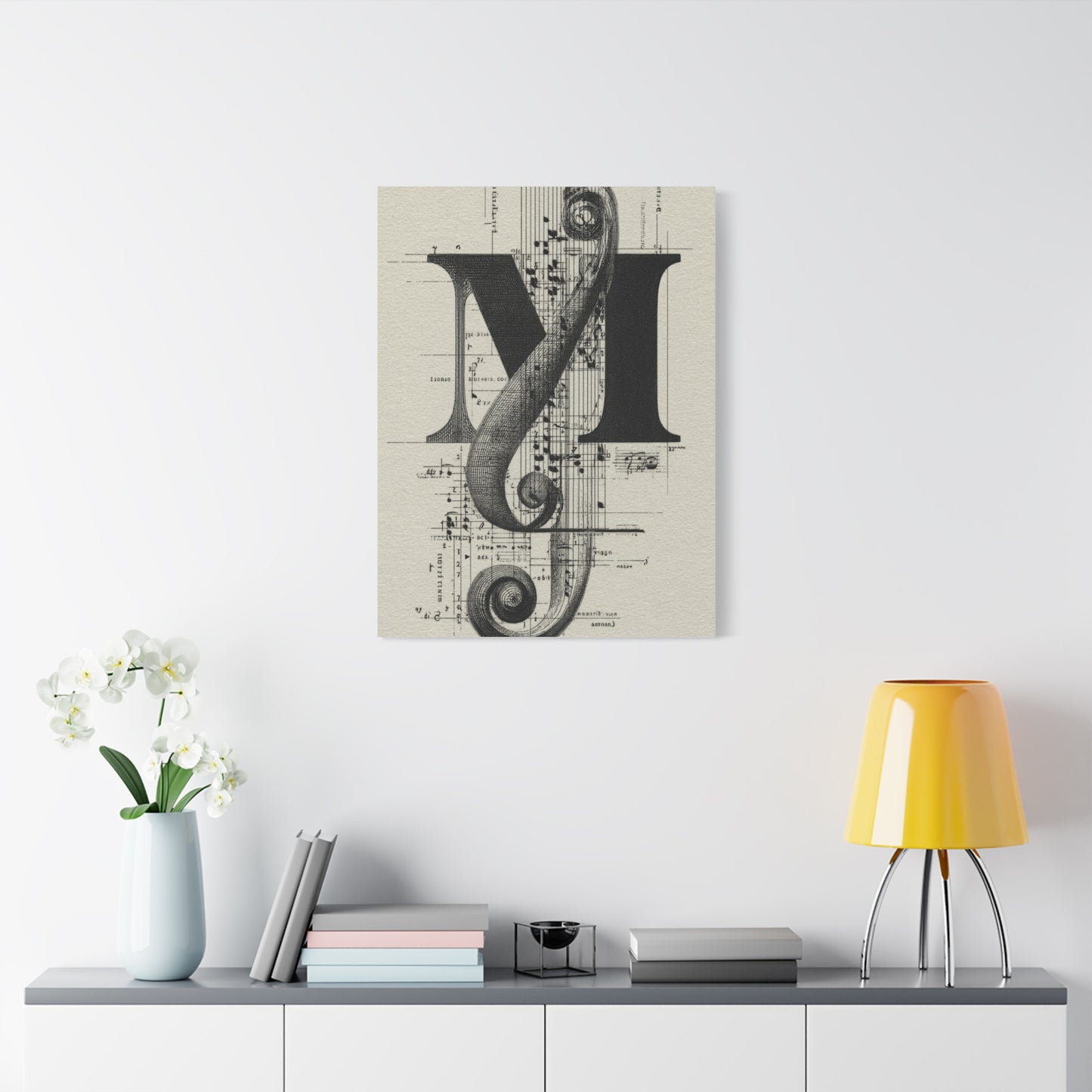 Musical Serif Monogram Illustration Wall Art & Canvas Print
