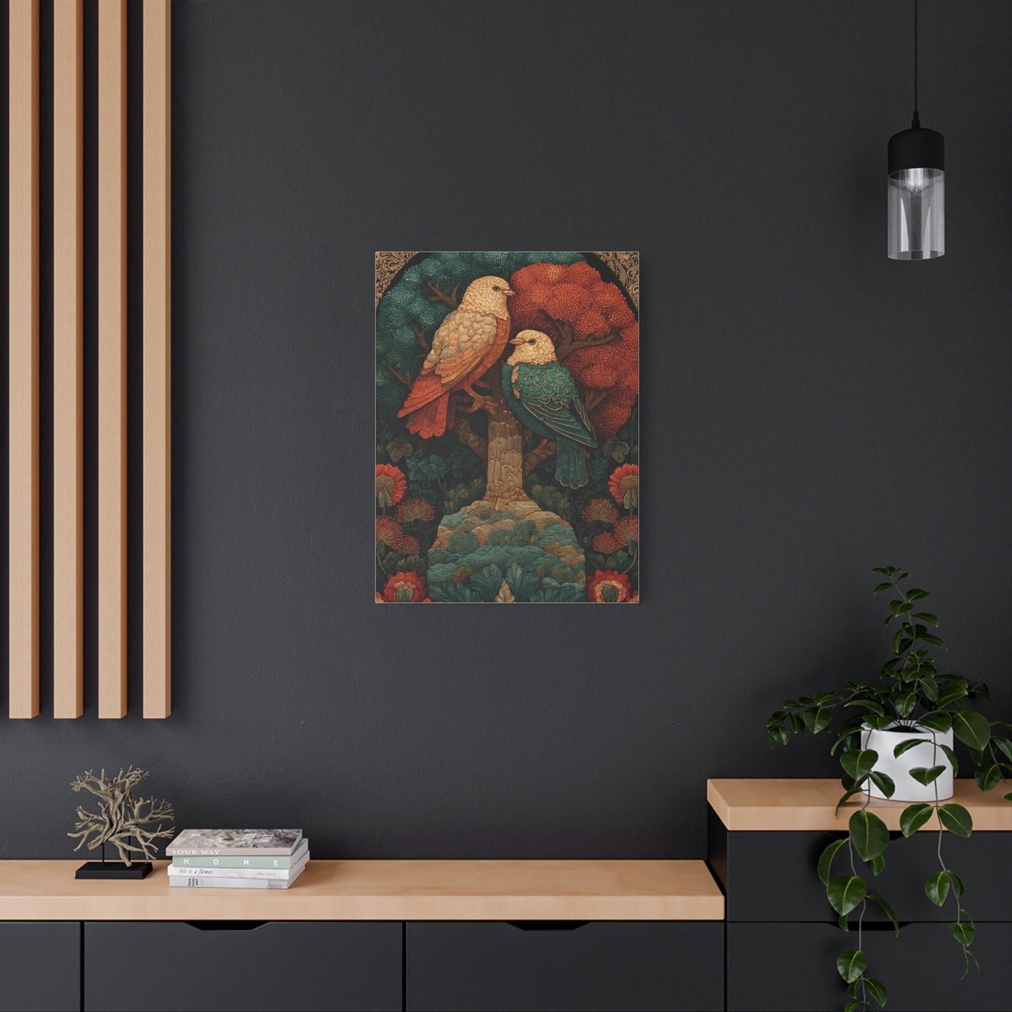Folk Tree of Life Birds Wall Art & Canvas Print