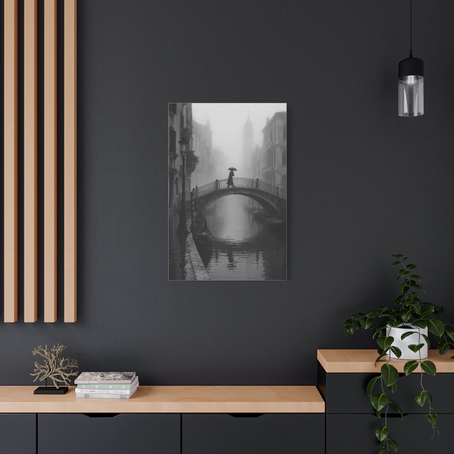 Venetian Bridge Fog Scene Wall Art & Canvas Print