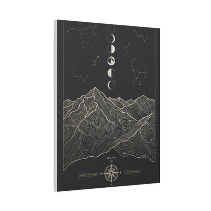 Celestial Topographic Map & Moon Phases Wall Art & Canvas Print