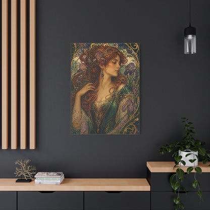 Art Nouveau Woman Ornamental Portrait Wall Art & Canvas Print