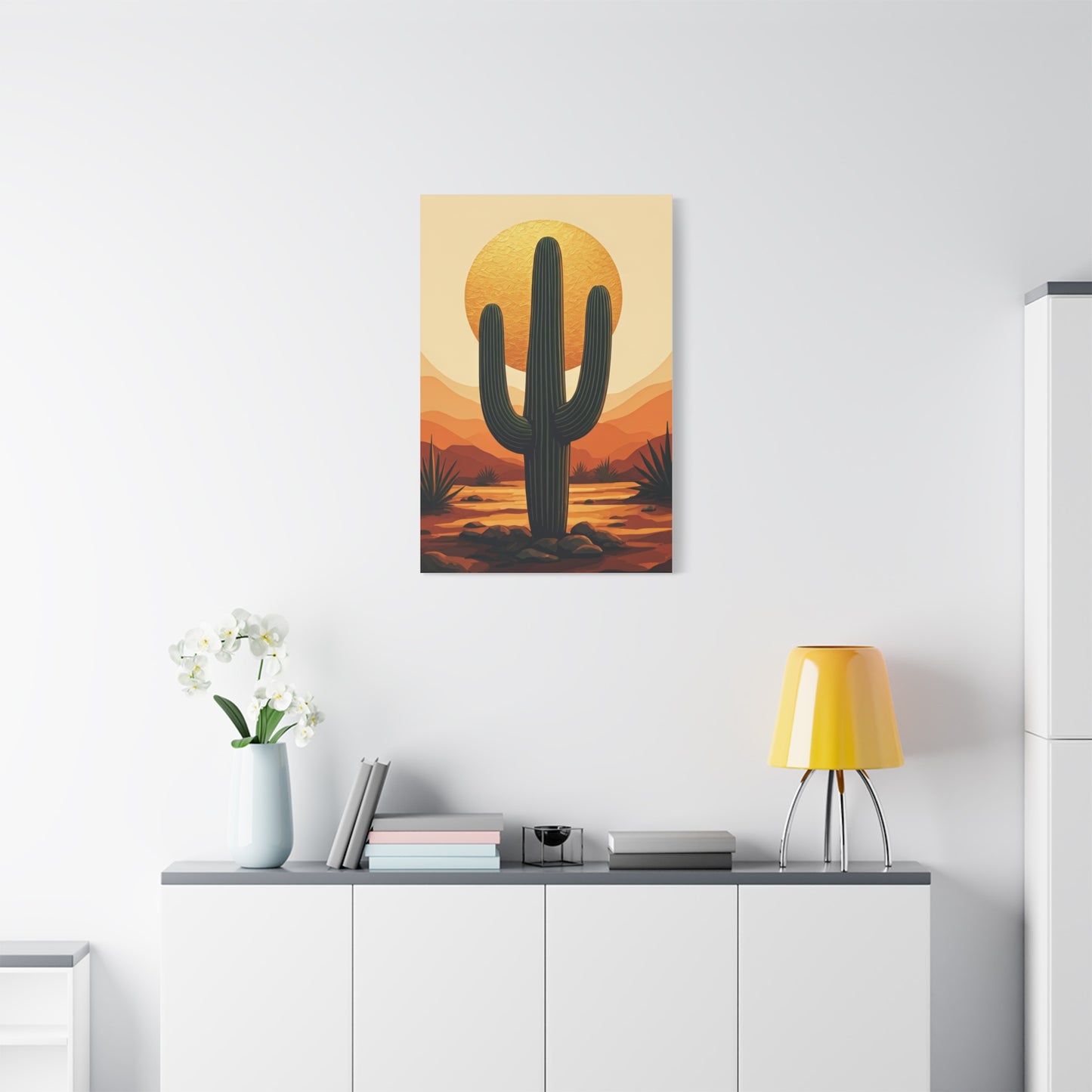 Golden Sun Desert Saguaro Landscape Wall Art & Canvas Prints